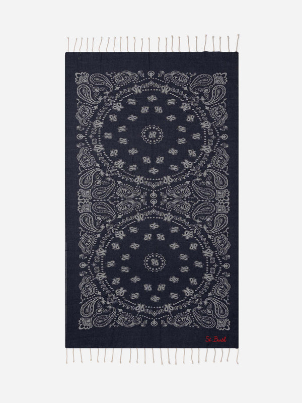 Foutas cotton beach towel with bandanna jacquard