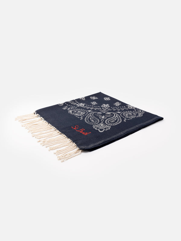 Foutas cotton beach towel with bandanna jacquard