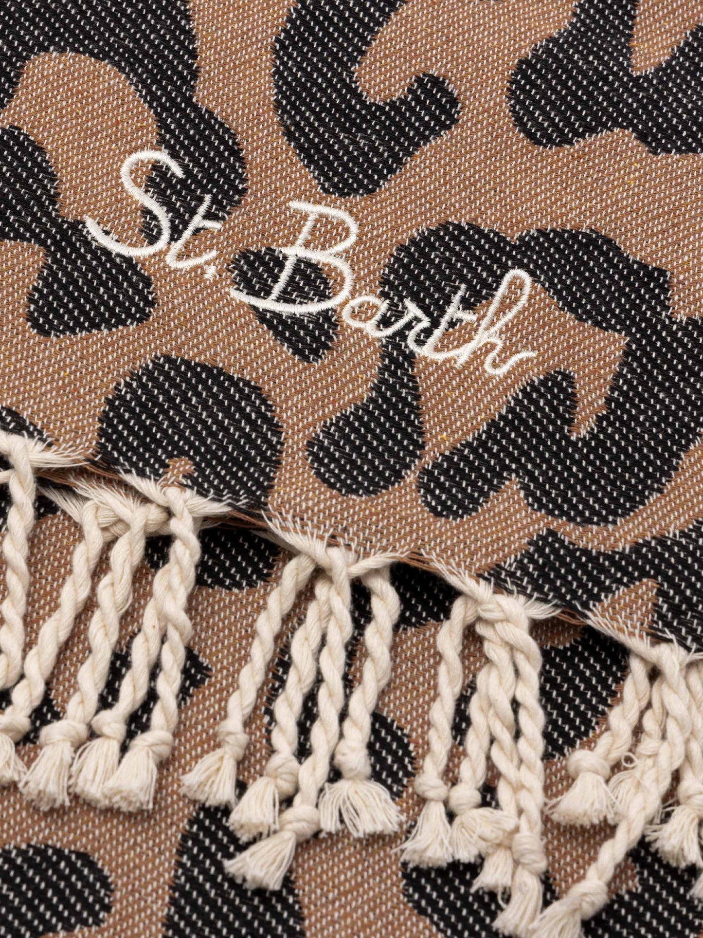 Foutas cotton beach towel with animalier jacquard