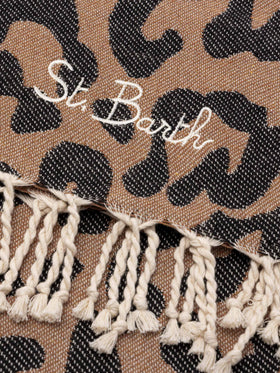 Foutas cotton beach towel with animalier jacquard