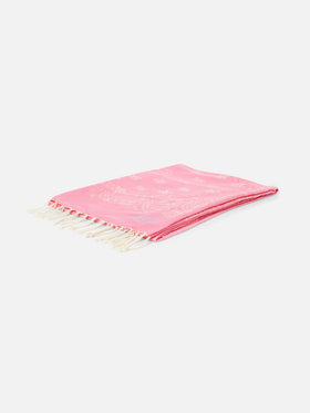 Telo mare Foutas in cotone jacquard con fantasia bandana rosa