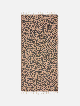 Telo mare Foutas in cotone jacquard con fantasia leopardata