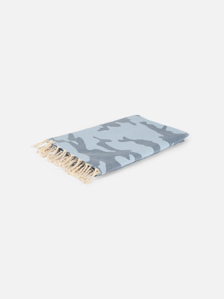 Cotton beach towel Fouta wiith camouflage jacquard