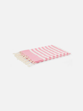 Foutas-Strandtuch mit rosa-weißen Streifen 
