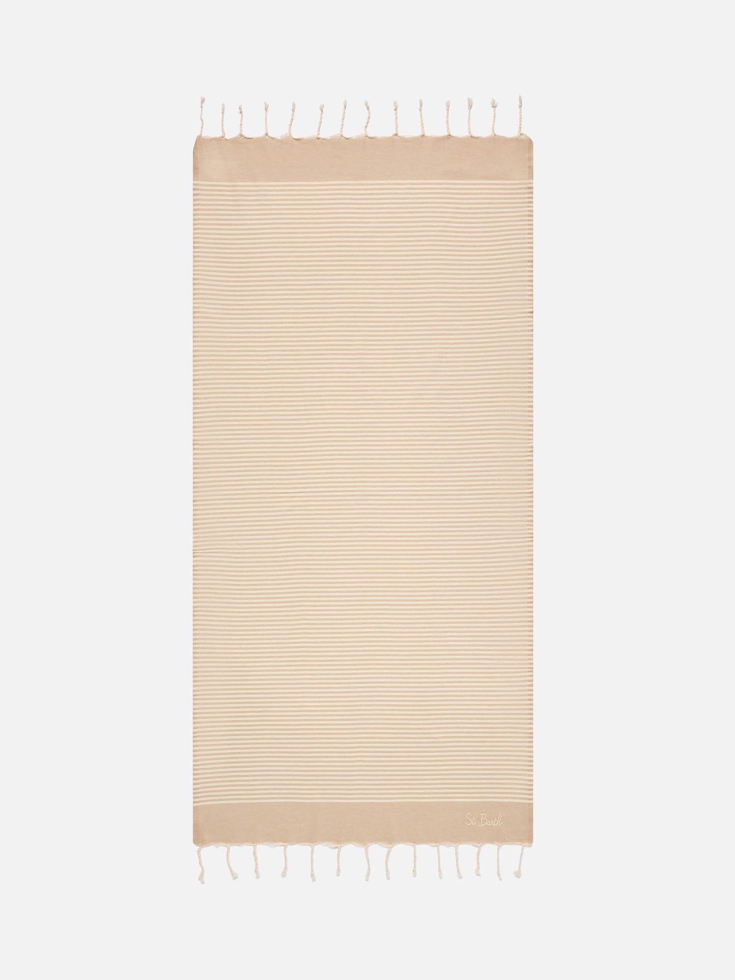 Foutas beach towel with small beige and white stripes
