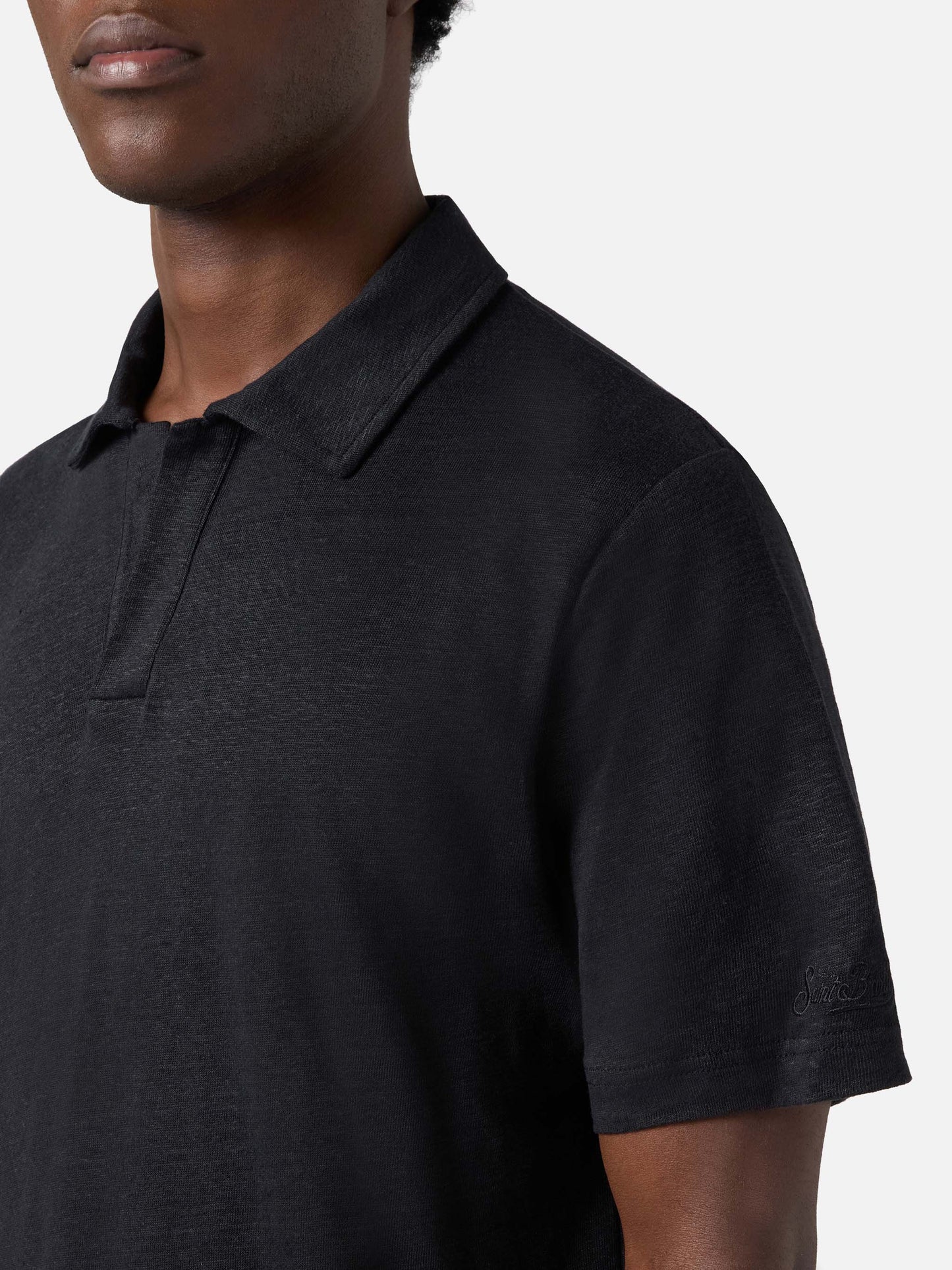 Polo Fraser in puro lino nero