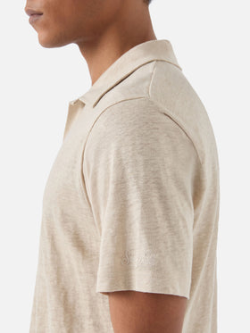 Beige Fraser polo in pure linen solid color