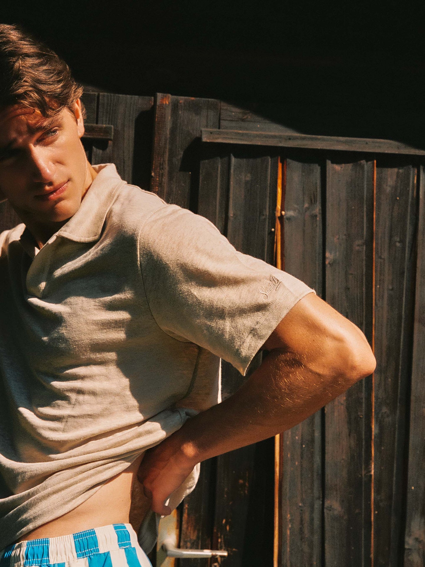 Polo Fraser beige en pur lin 