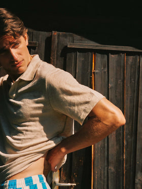 Polo Fraser beige en pur lin 