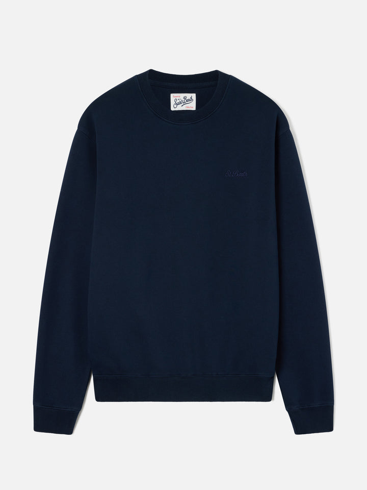 Sweat-shirt en coton Fourseason Navy blue avec logo brodé 