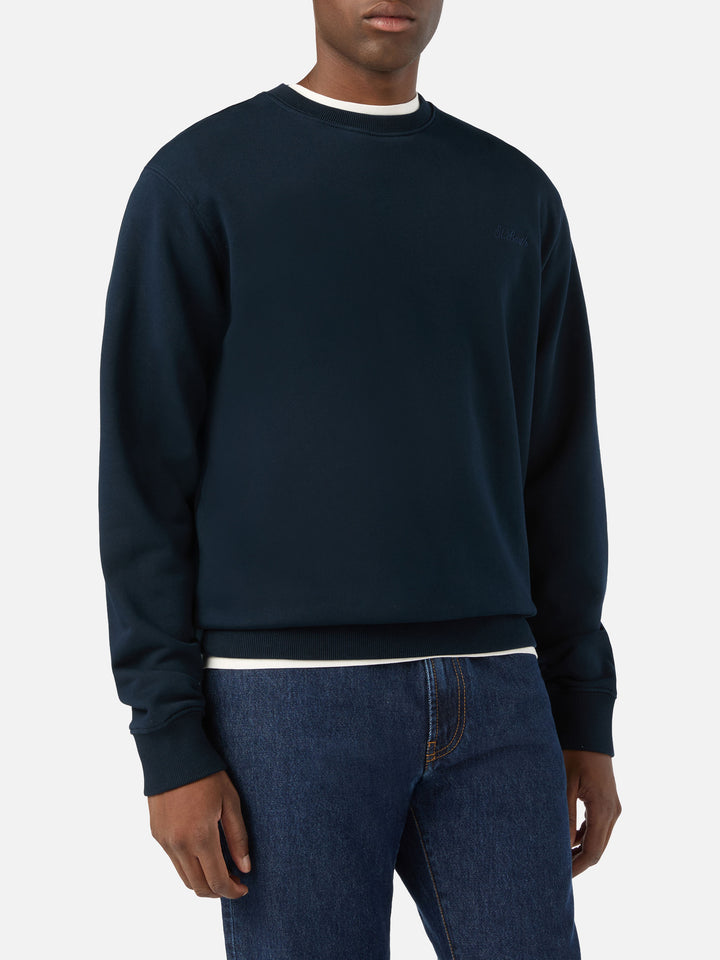 Navy blue Fourseason cotton sweatshirt with logo embroidery
