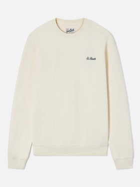 Fourseason Rundhals-Sweatshirt aus elfenbeinweißer Baumwolle 