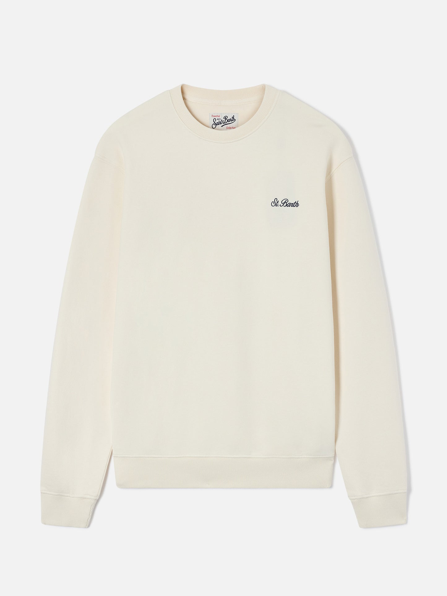 Fourseason crewneck sweatshirt in ivory white cotton