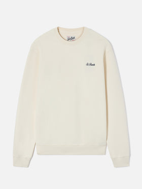 Fourseason crewneck sweatshirt in ivory white cotton