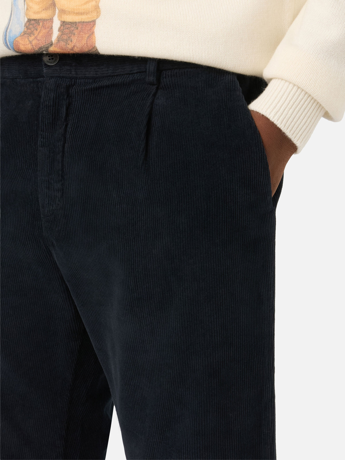 Pantalon en velours côtelé Navy blue Fuji 