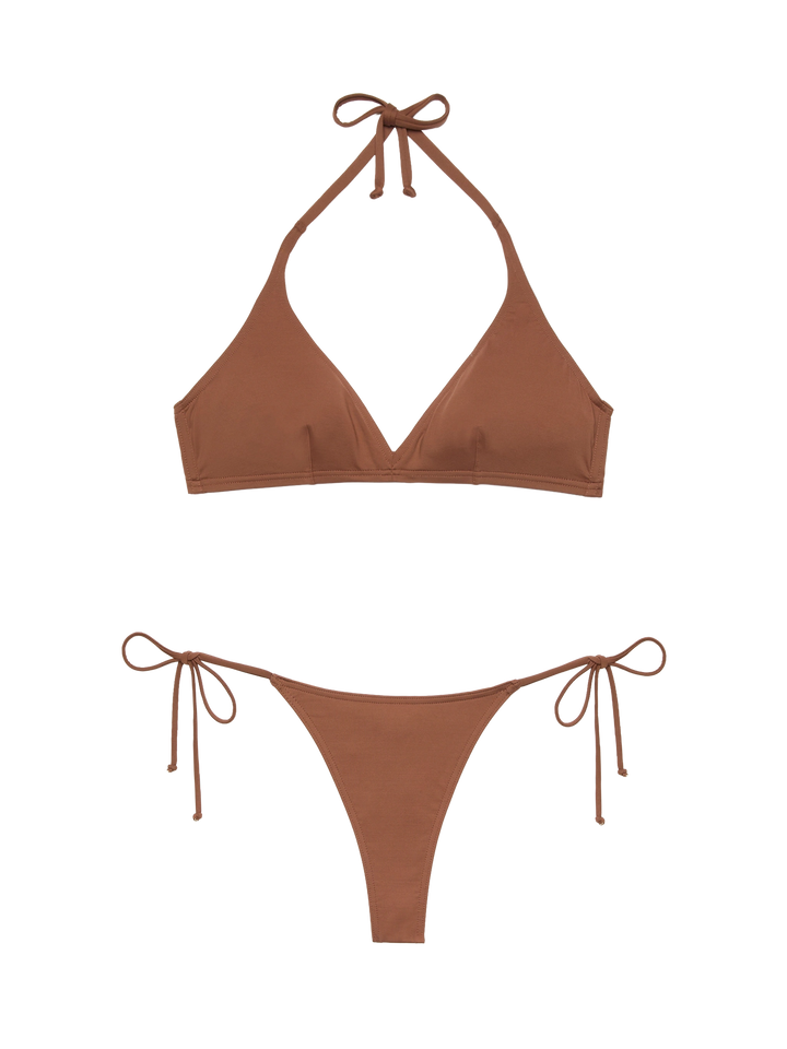Gaia Norah brown bikini with triangle top and cheeky swim briefs - MC2 Saint Barth