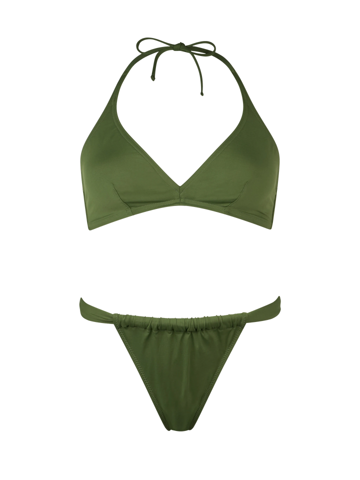 Woman military green triangle bikini Gaia Noelle