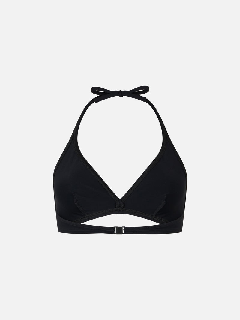 Woman triangle bralette black top Gaia