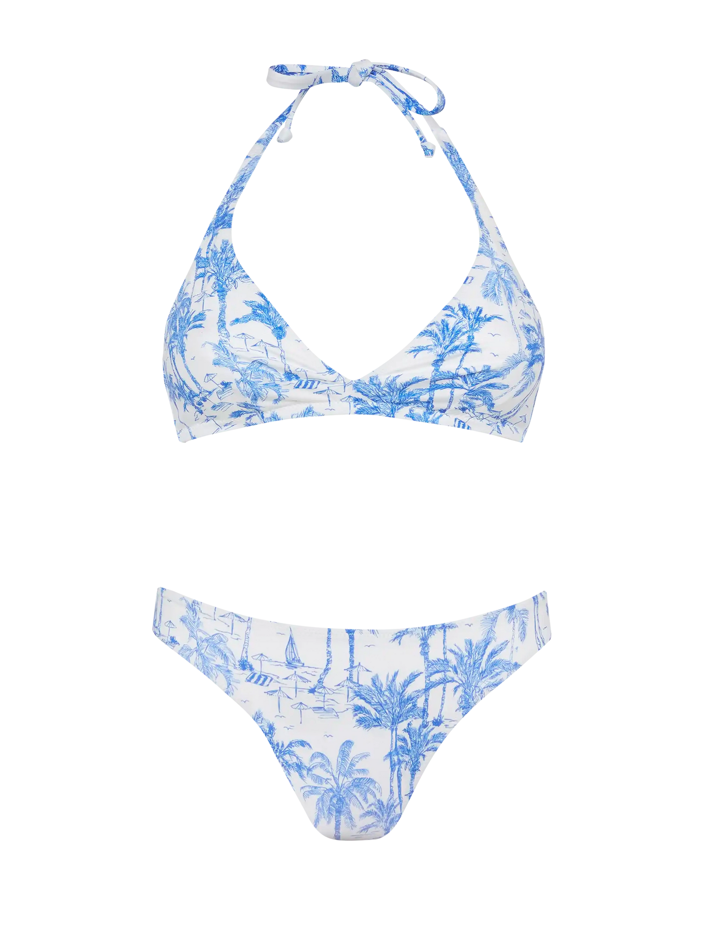Bralette bikini Gaia Maia with toile de jouy print