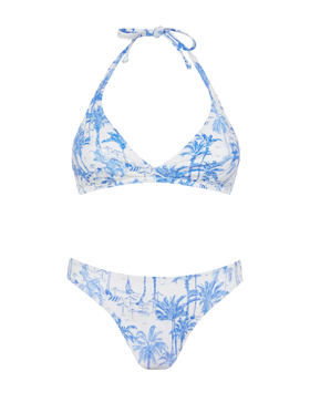 Bralette bikini Gaia Maia with toile de jouy print