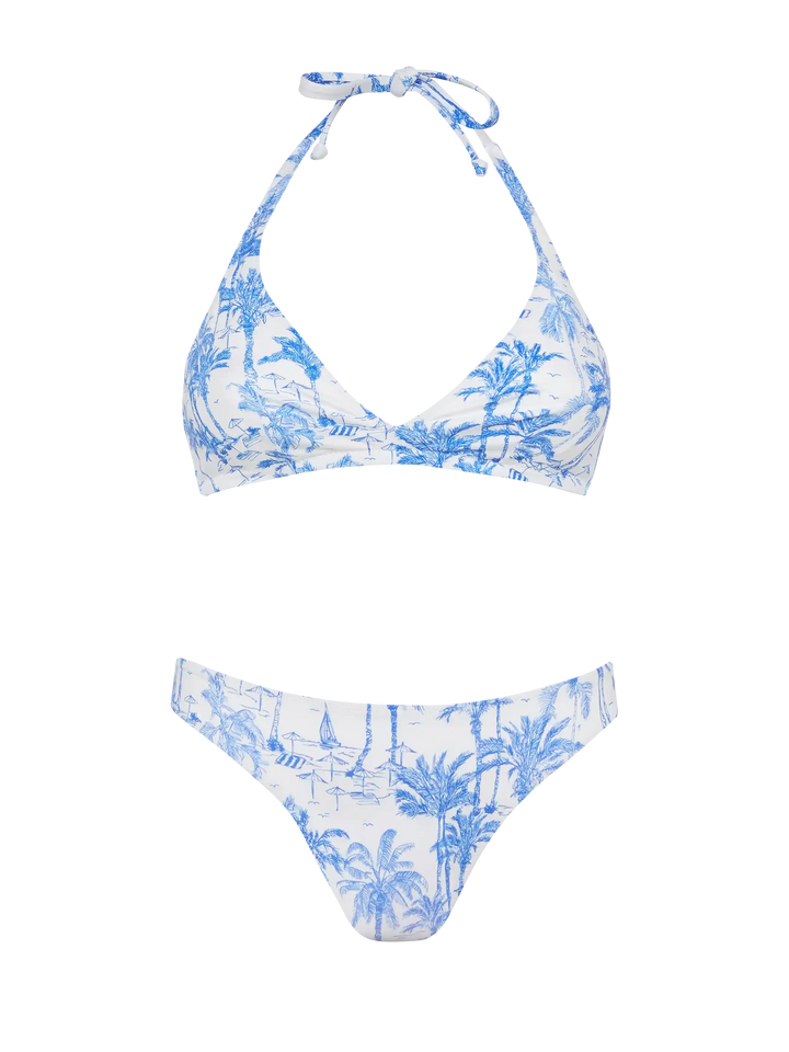 Bralette bikini Gaia Maia with toile de jouy print