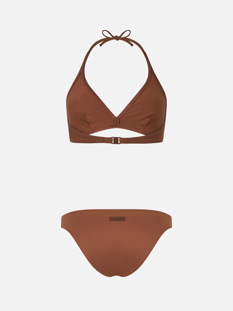 Brauner Triangel-Bralette-Bikini für Damen von Gaia Maia