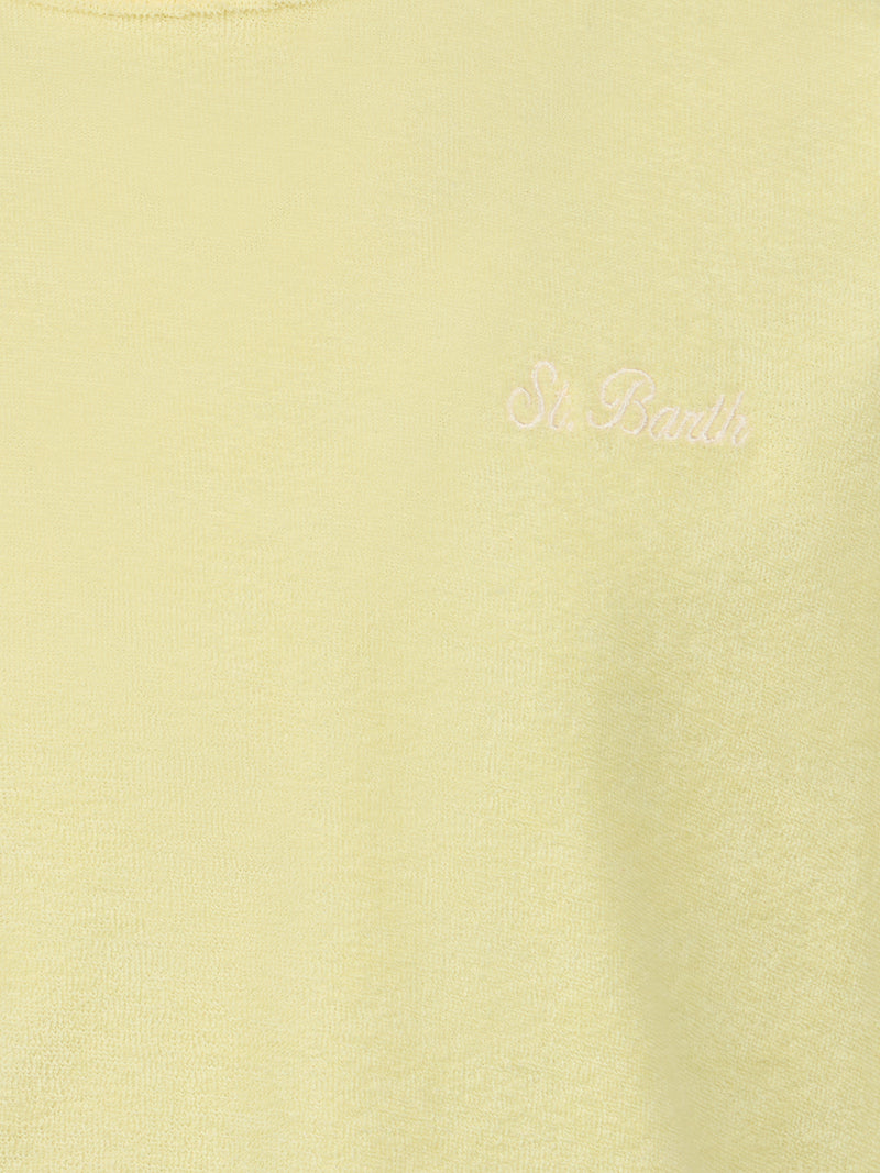 T-shirt da bambino in spugna giallo pallido Gary con ricamo St. Barth