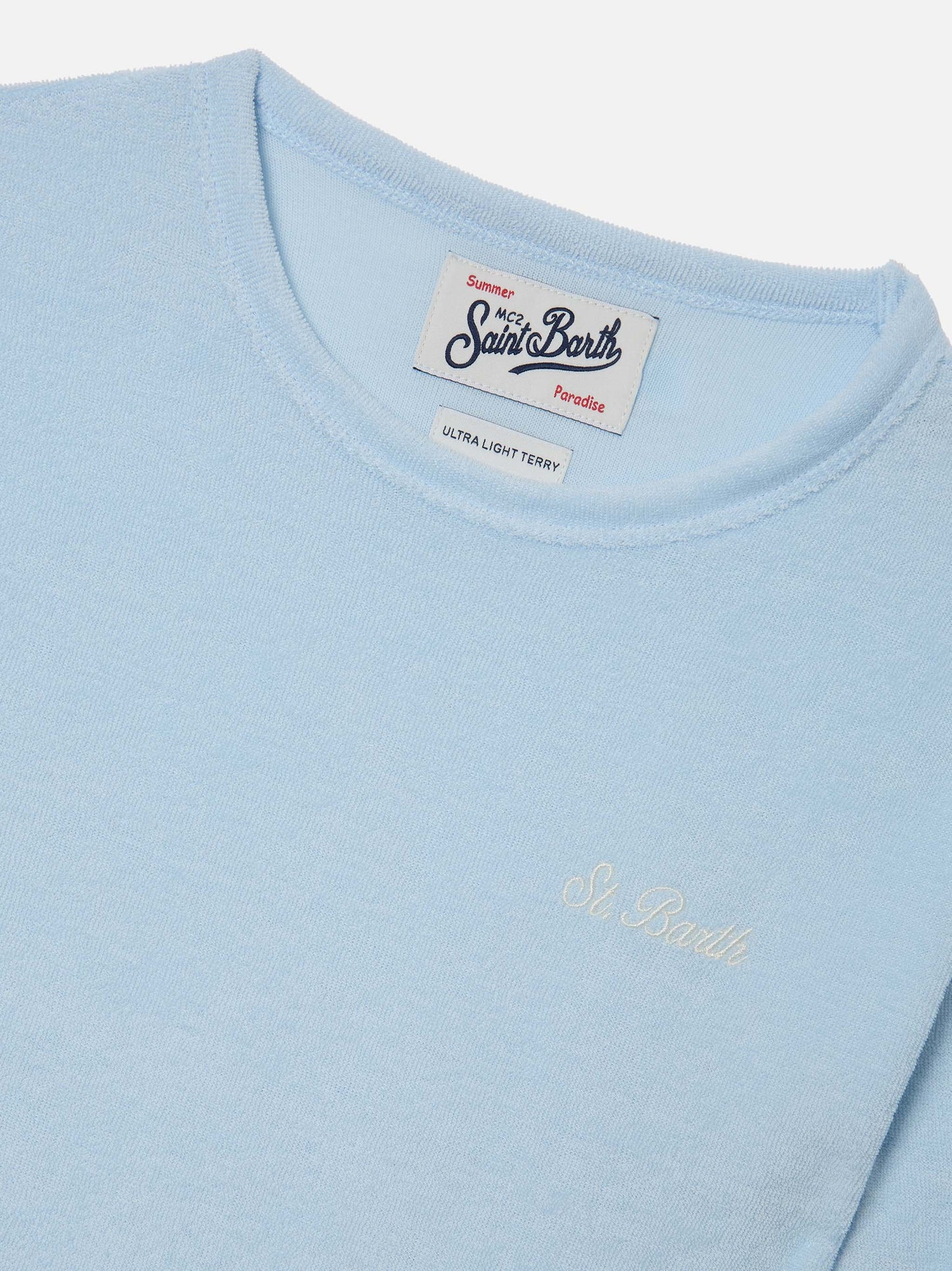 Light blue Gary Jr t-shirt in terry-effect fabric with embroidered logo