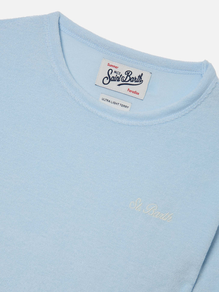 Light blue Gary Jr t-shirt in terry-effect fabric with embroidered logo