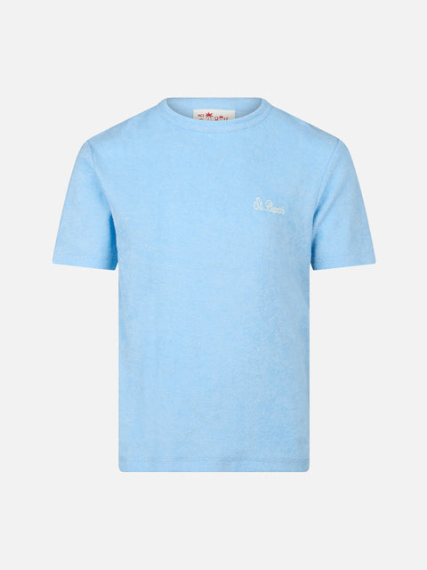 Boy light blue terry t-shirt Gary with St. Barth embroidery - MC2 Saint Barth