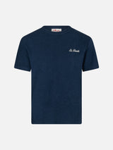 T-shirt da bambino in spugna blu navy Gary con ricamo St. Barth