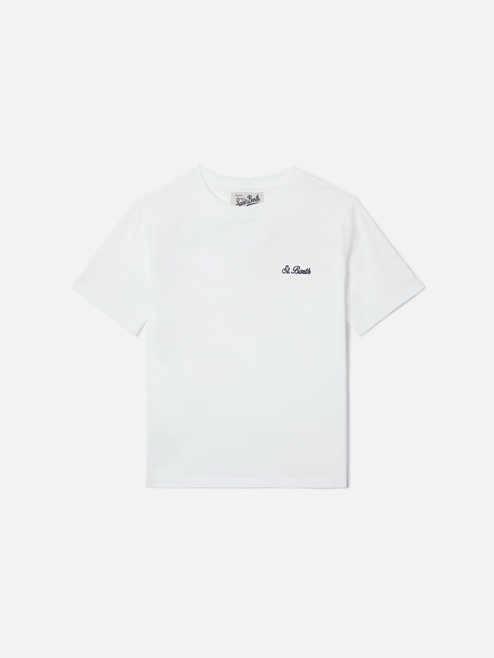 White Gary Jr t-shirt in terry-effect fabric with embroidered logo