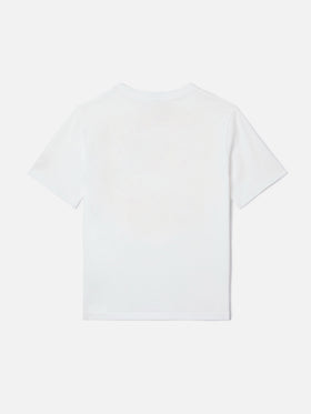 White Gary Jr t-shirt in terry-effect fabric with embroidered logo