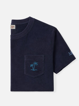 Gary navy terry t-shirt with pocket