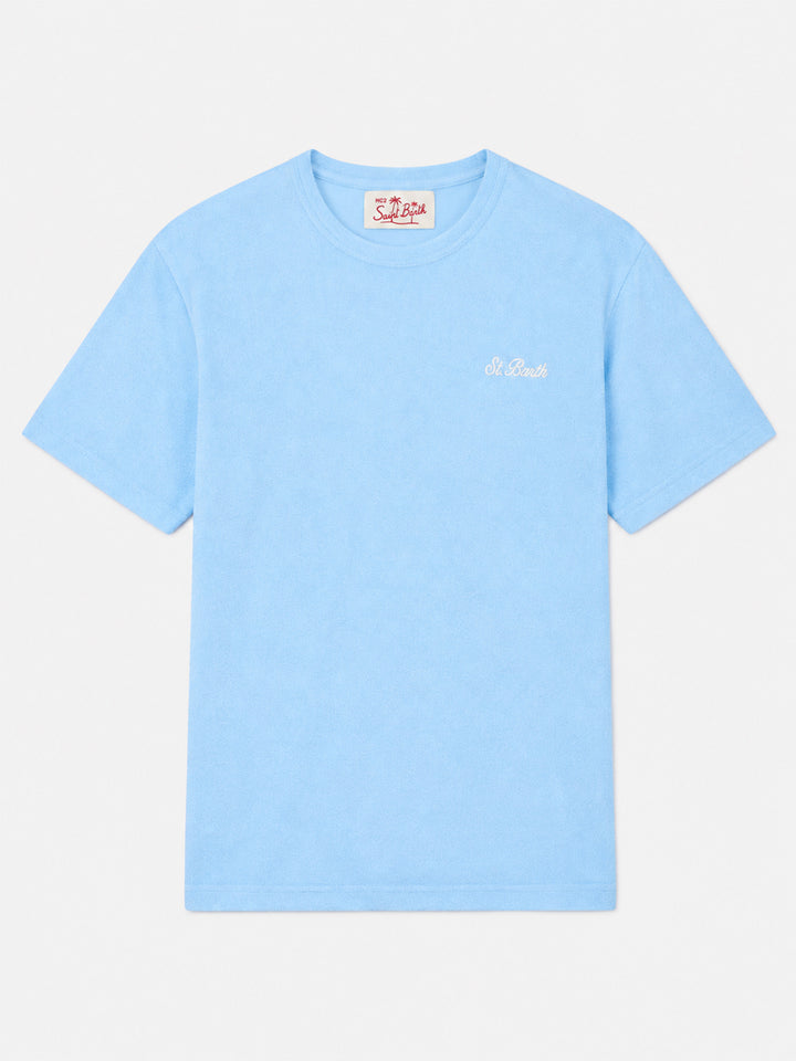 Light blue Gary terry T-shirt with logo embroidery