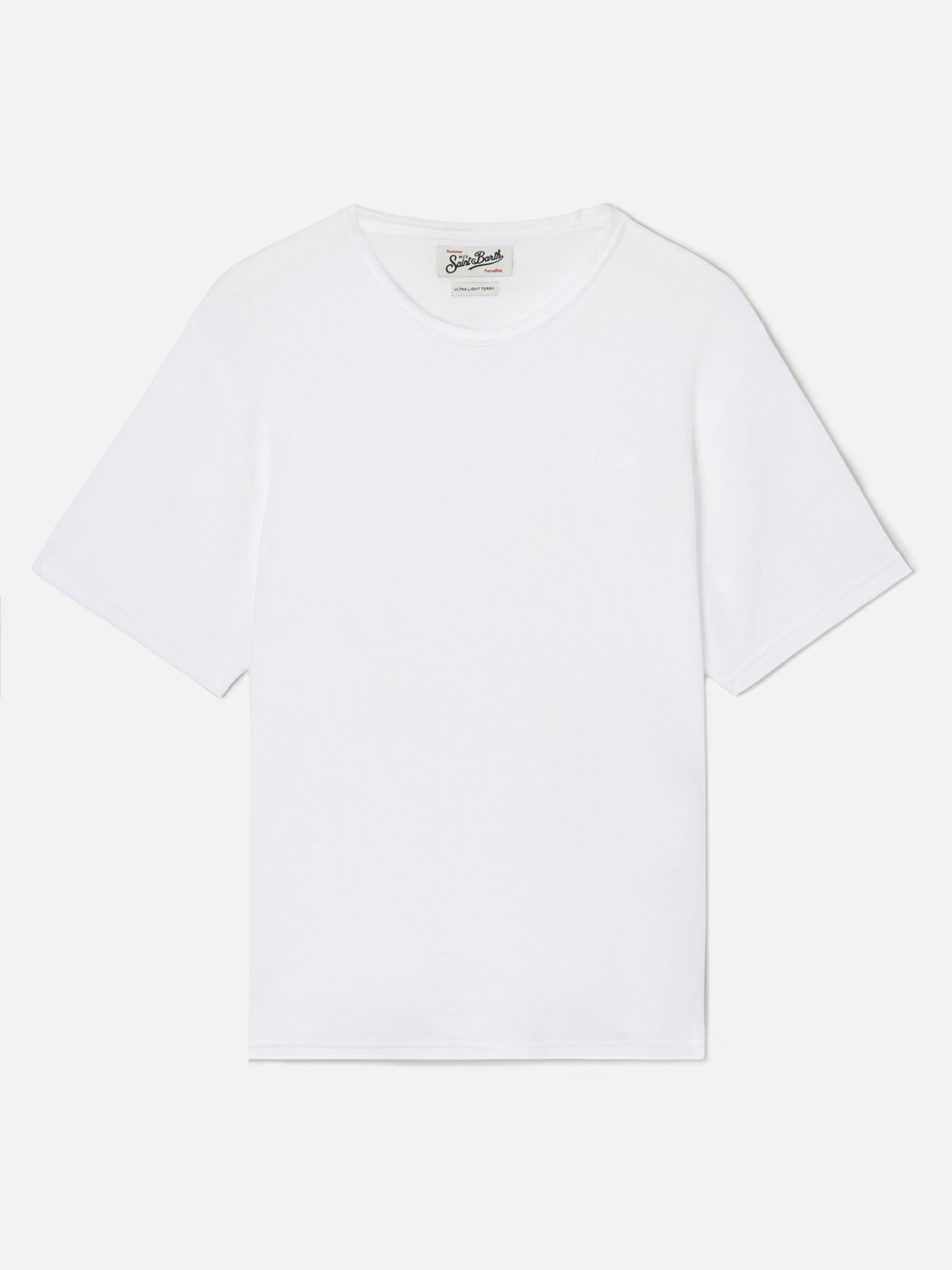 White Gary cotton terry-effect t-shirt with logo embroidery