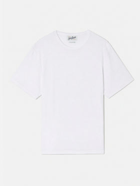 White Gary cotton terry-effect t-shirt with logo embroidery