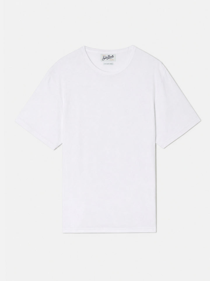 Weißes White Gary T-Shirt aus Baumwolle mit Frottee-Effekt und Logostickerei 