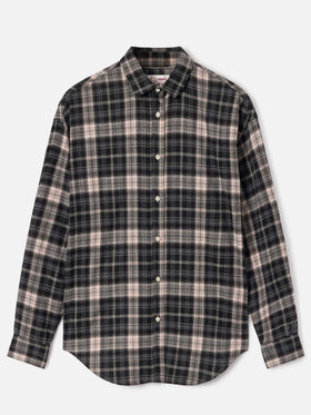 Gigy flannel shirt with tartan pattern and logo embroidery