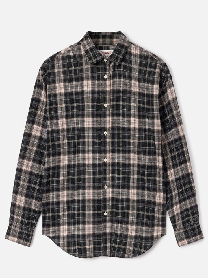 Gigy flannel shirt with tartan pattern and logo embroidery