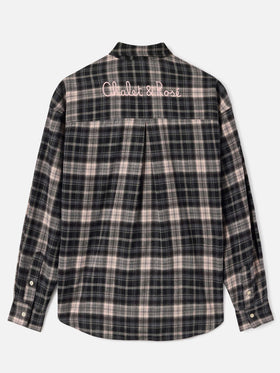 Gigy flannel shirt with tartan pattern and logo embroidery