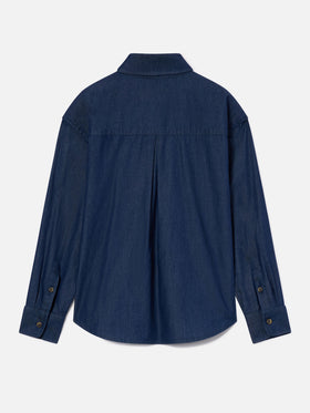 Light blue Gigy cotton denim shirt with poodle embroidery