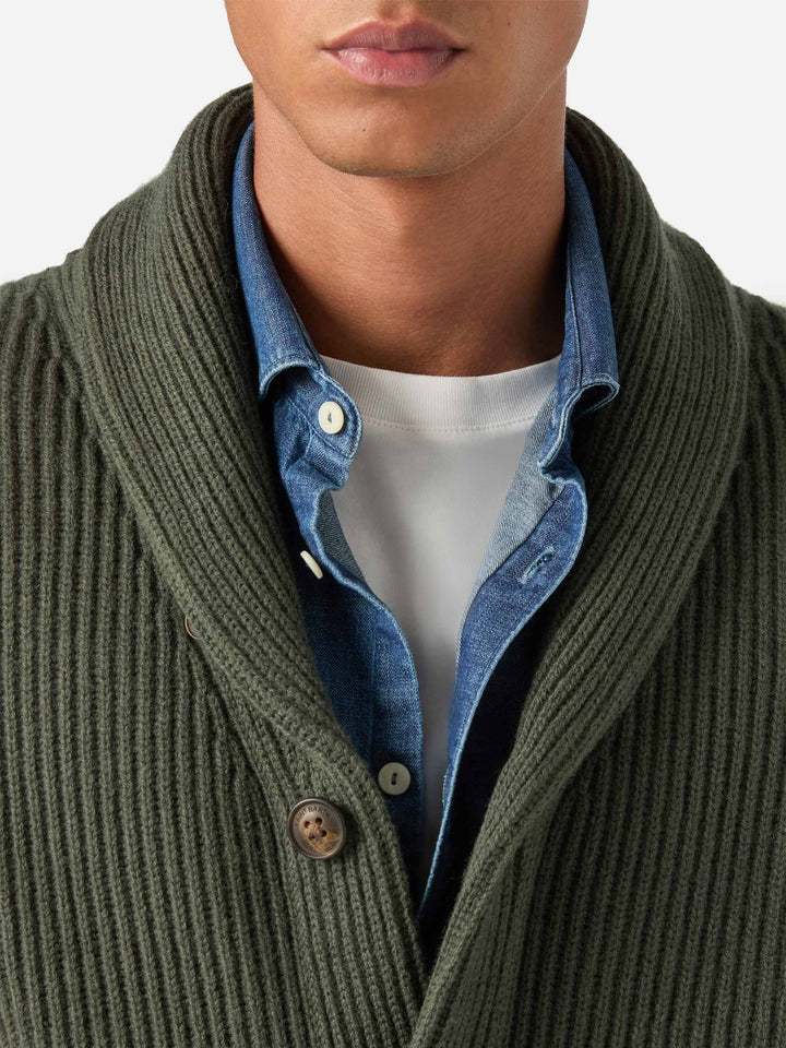 Cardigan en laine Green Glasgow avec col châle 