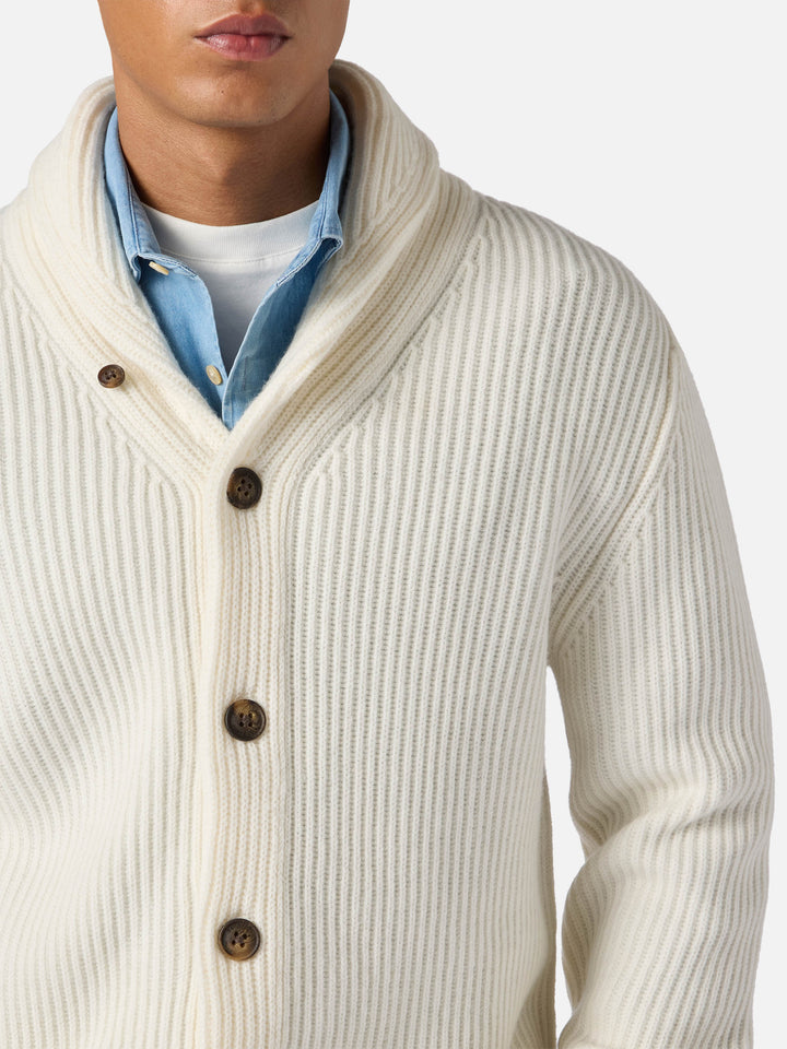 Cardigan Glasgow in lana bianco