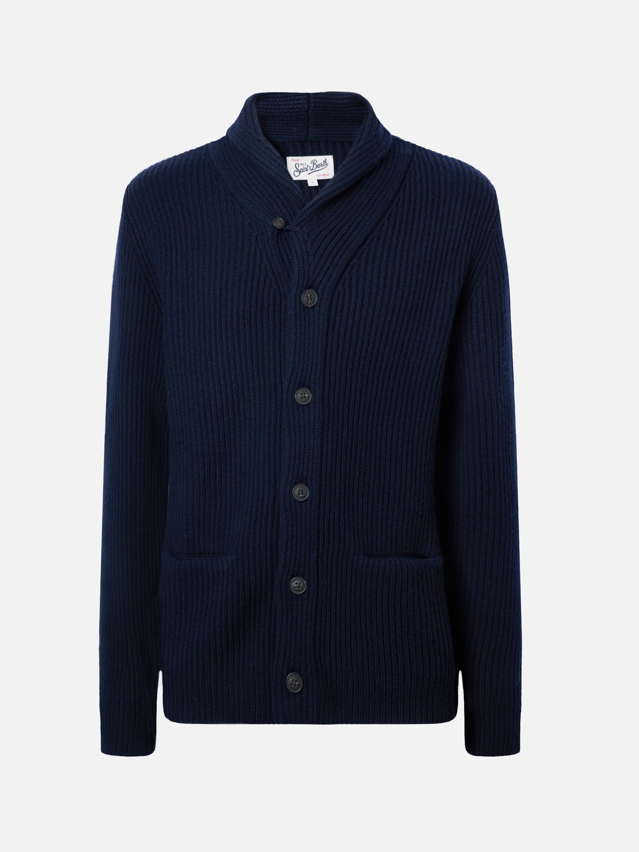 トップス gadid anoniem BERNY / NAVY size0 Navy blue pure-wool cardigan Glasgow – MC2 Saint Barth