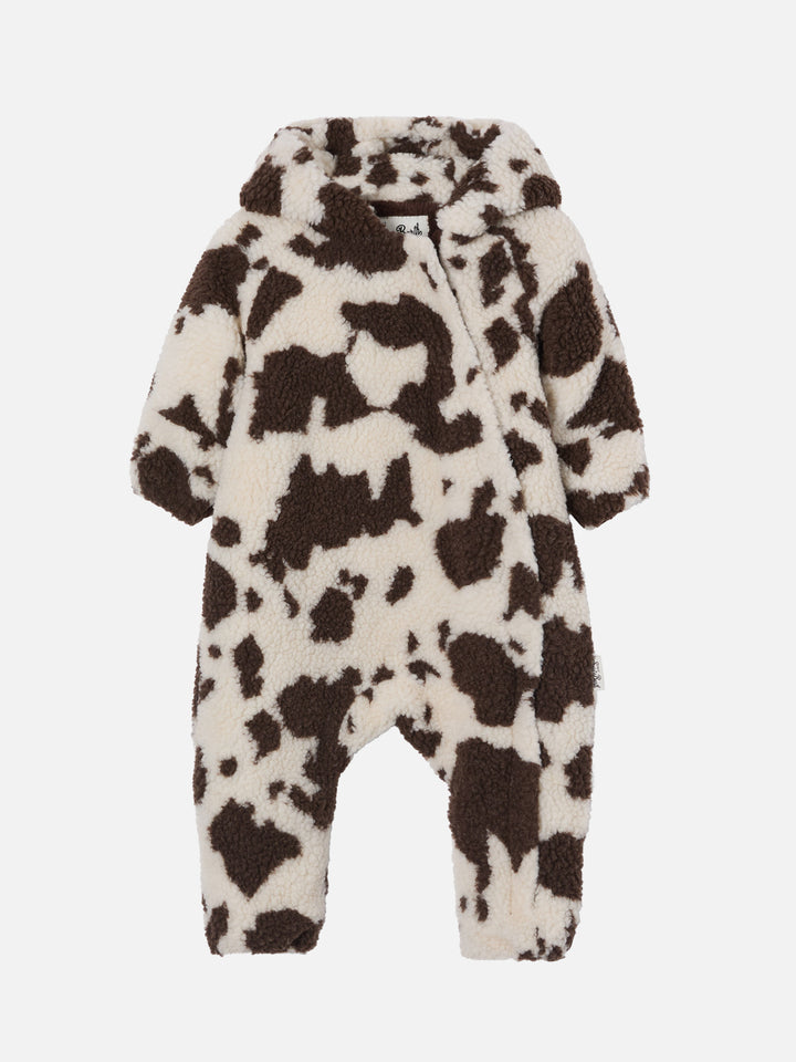 Glace Teddy padded snowsuit with teddy lining, cow print