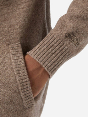 Beige Galway lambswool cardigan with high collar