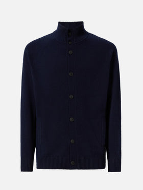 Navy blue lambswool cardigan Galway