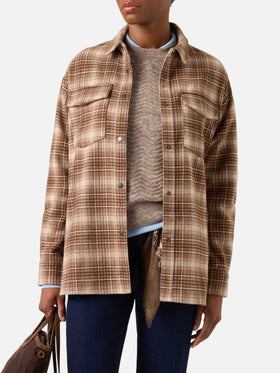 Cambry flannel overshirt with tartan pattern and logo embroidery