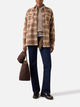 Cambry flannel overshirt with tartan pattern and logo embroidery